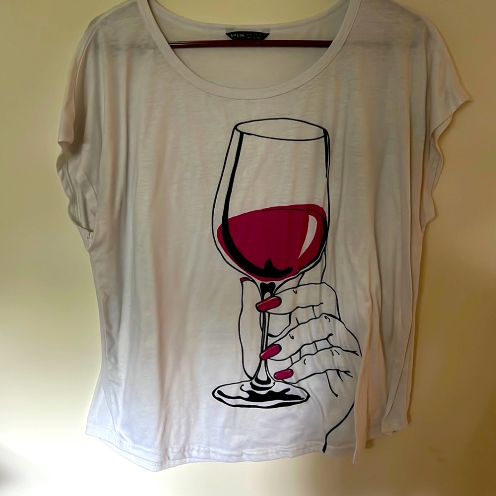 Women’s Wine Glass printer T-shirt